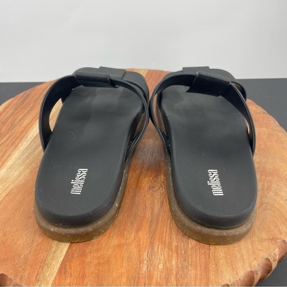 Melissa Women's Way Slides Beach in Black rubber t strap Size 7 - Picture 4 of 7